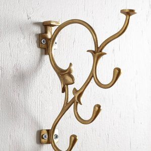 Tiered Hook Bracket Brass